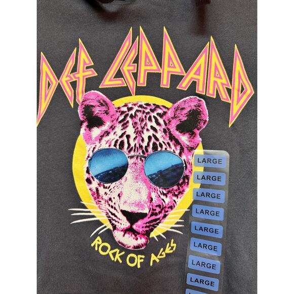 UNISEX Def Leppard Rock of Ages Charcoal Hoodie Pink Leopard Sunglasses XXL NWT - Picture 5 of 9
